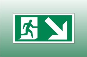 Exit Sign Down Right - Fire Exit Down Right Signs